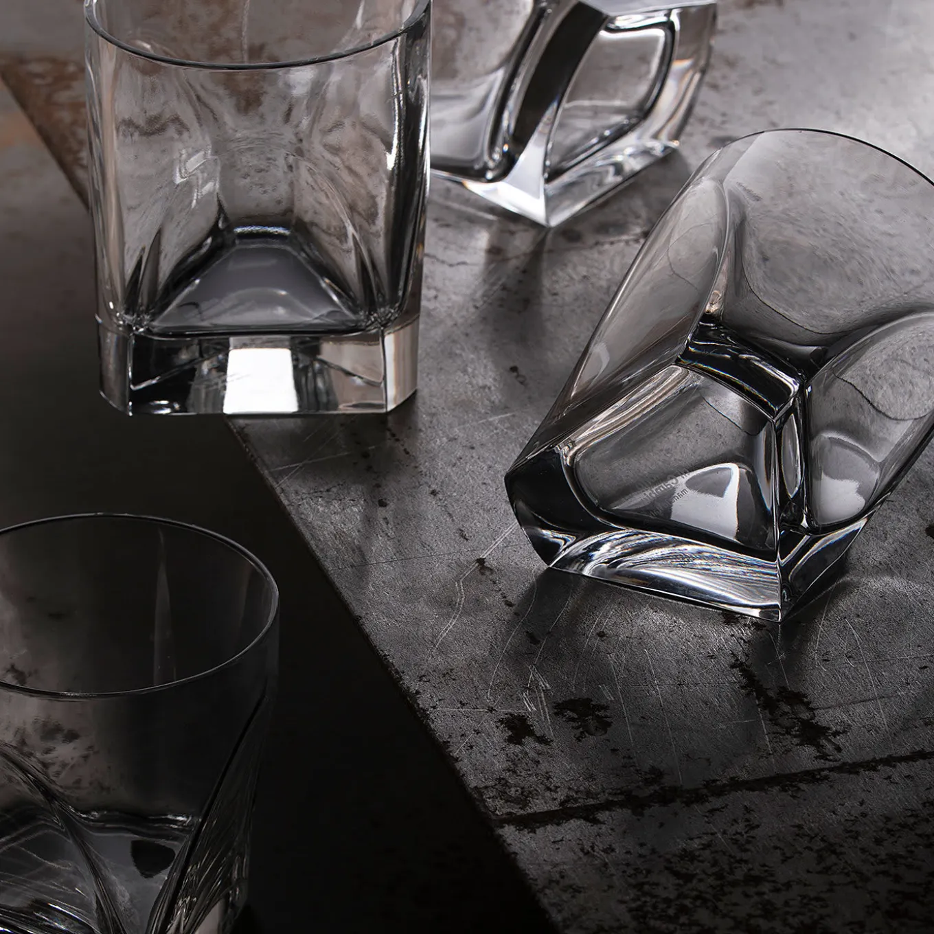 Conversazione Set of 4 Double Old Fashion Glasses by Enzo Mari