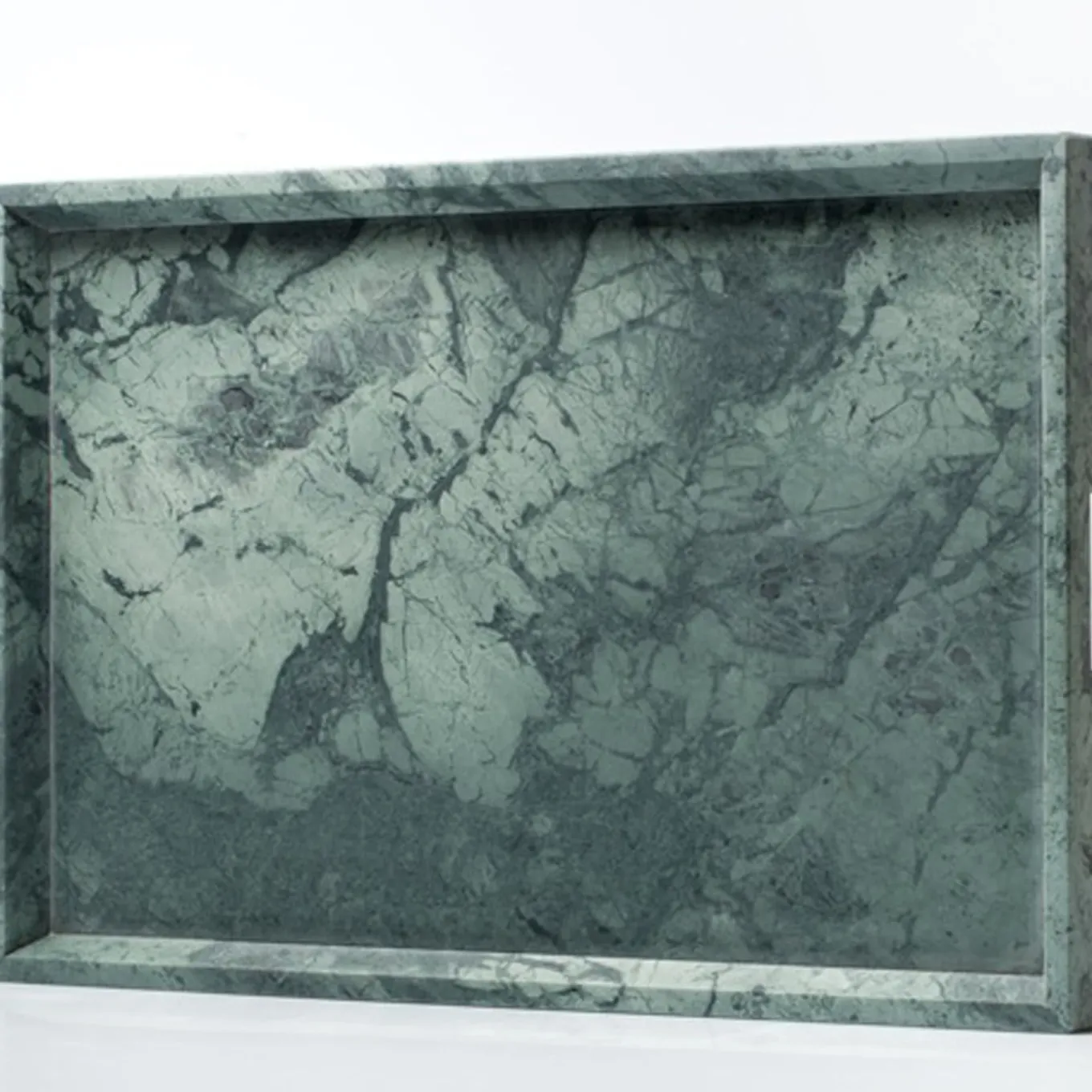 Convivio Maxi Solid Tray in Green Guatemala Marble