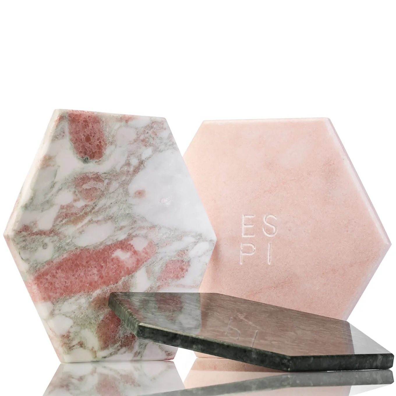 Convivio Set of 2 Coasters in Rose Portugal Marble