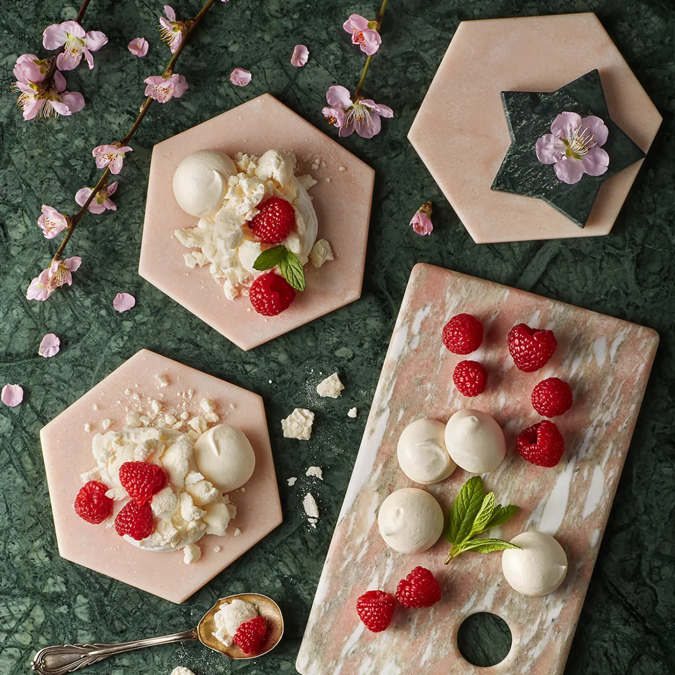 Convivio Set of 2 Coasters in Rose Portugal Marble