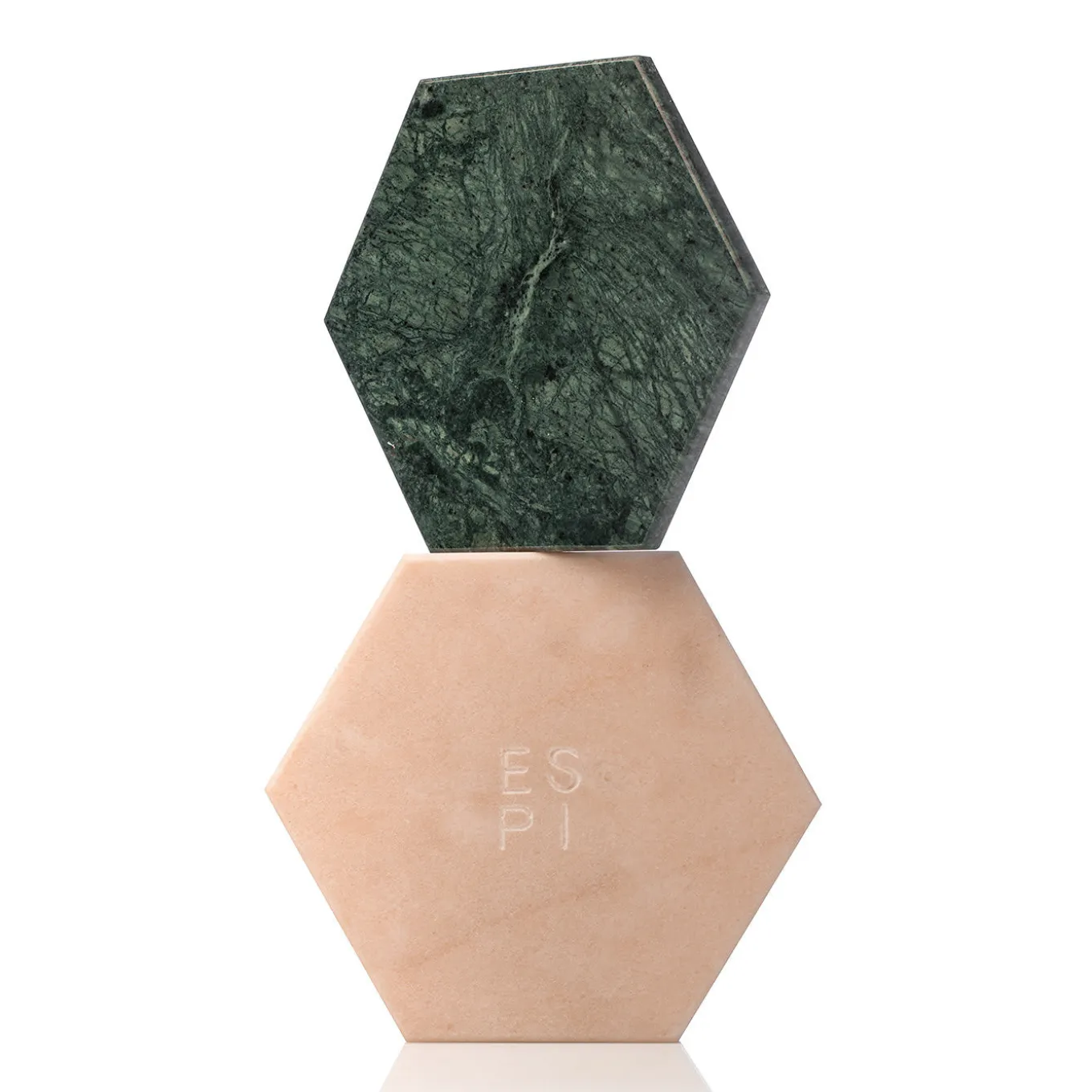 Convivio Set of 2 Coasters in Green Guatemala Marble