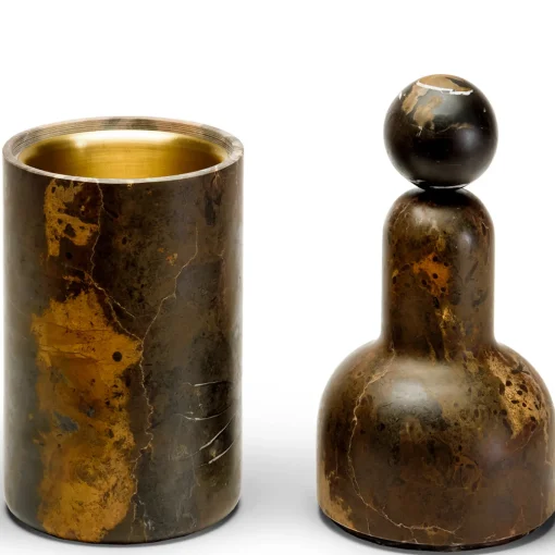 Cooler E Bottle in Black & Gold Marble