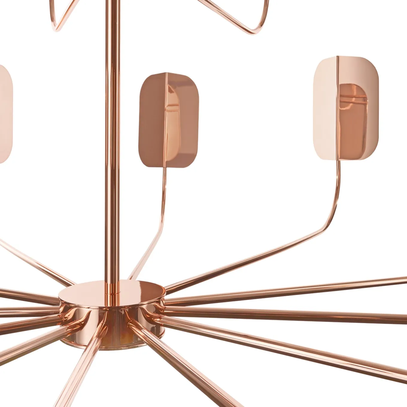 Copper Finish Iron Leaf Chandelier Led Lights Matteo Zorzenoni