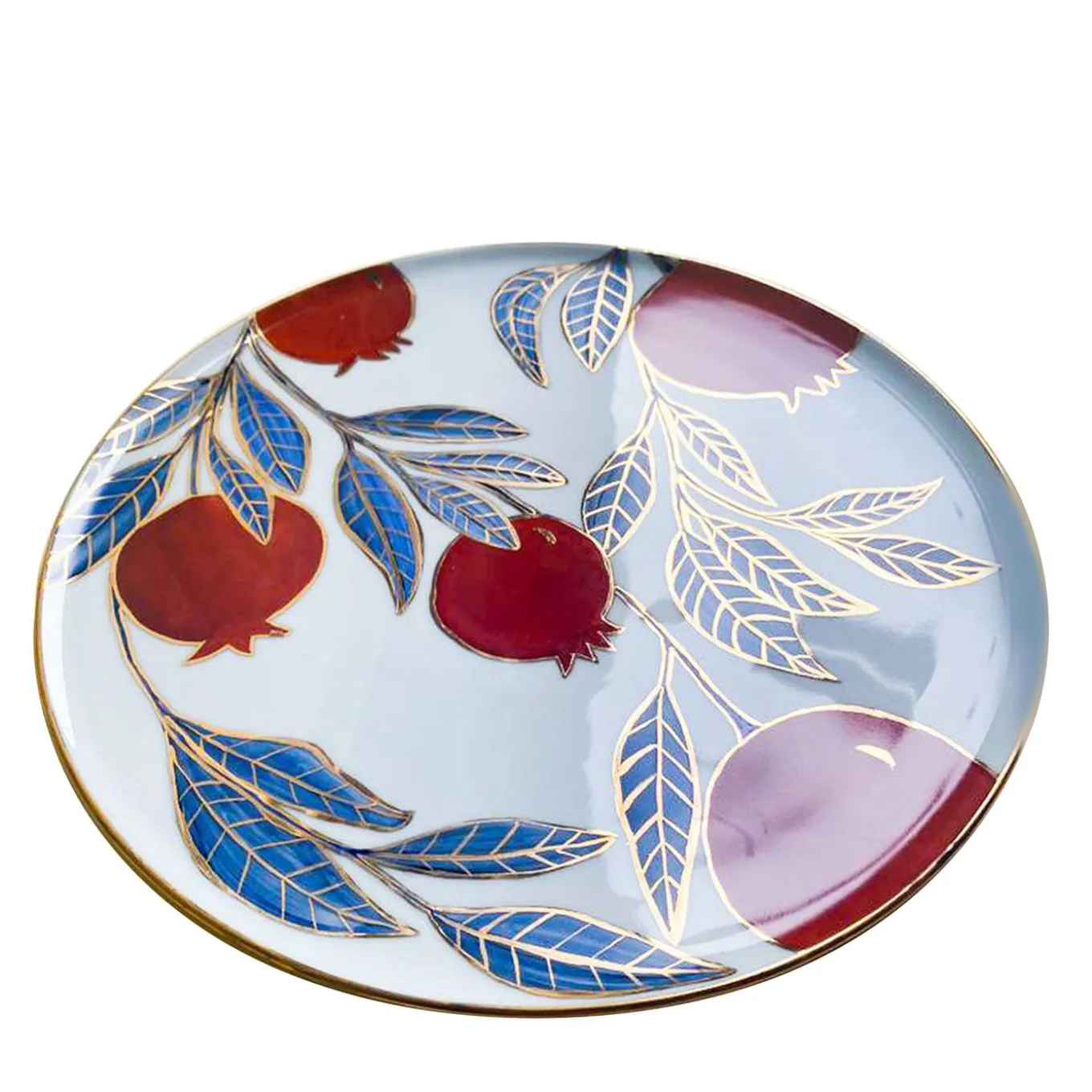 Cora Red, Blue & Gold Large Plate