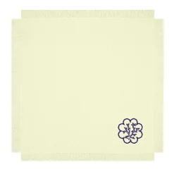 Corallo Blu Set of 6 Fringed Embroidered Yellow Napkins