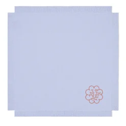 Corallo Rosa Set of 6 Fringed Embroidered Lilac Napkins