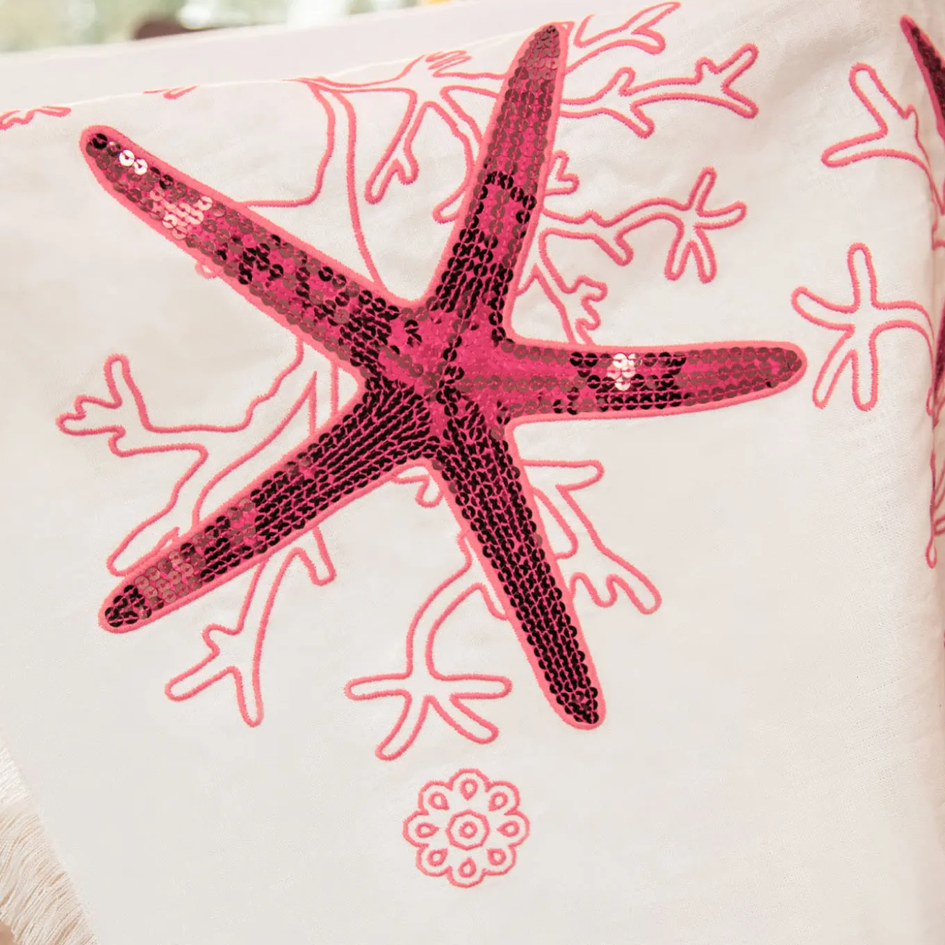 Corallo Rosa White Tablecloth