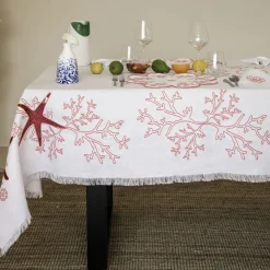 Corallo Rosa White Tablecloth
