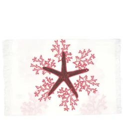 Corallo Rosso Fringed White Runner