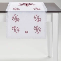 Corallo Rosso Fringed White Runner