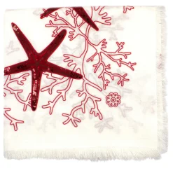 Corallo Rosso Rectangular White Tablecoth