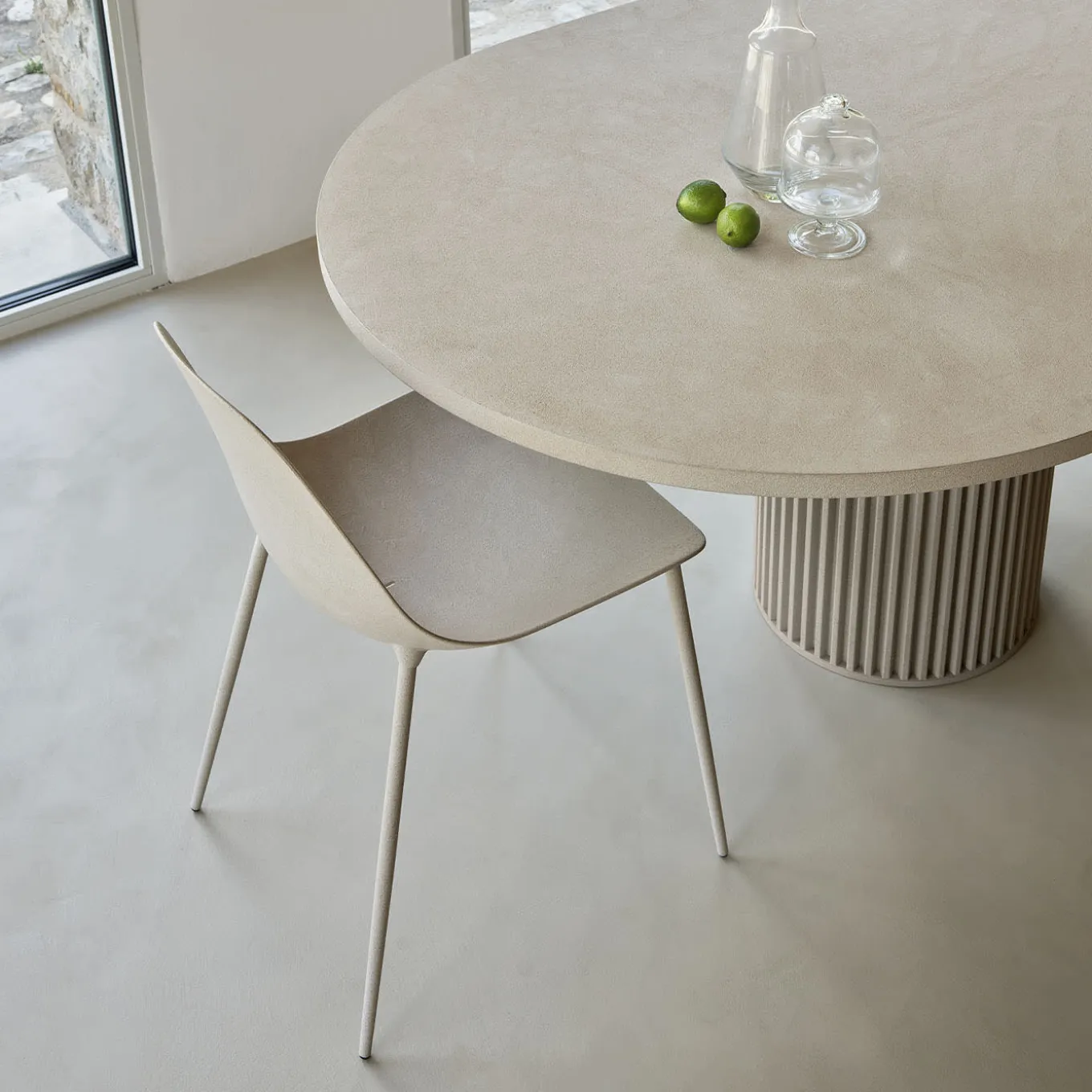 Corkcrete Beige Aluminum Dining Table