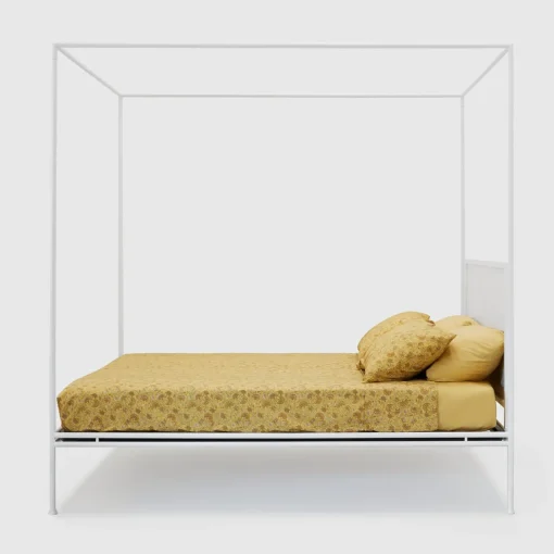 Corte White Iron Canopy Double Bed