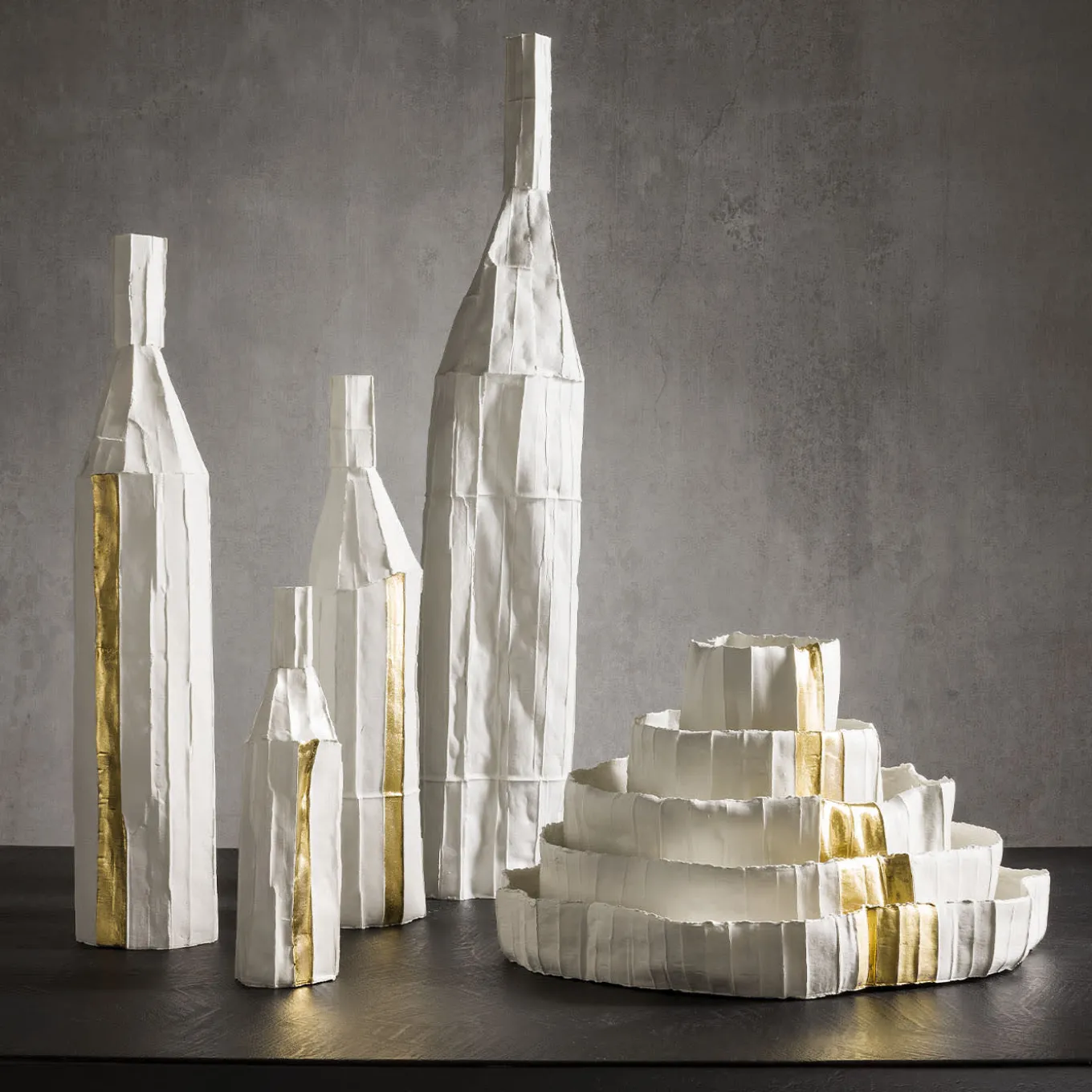 Corteccia White Bottle with Gold Insert