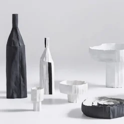 Corteccia White Decorative Bottle with Black Insert