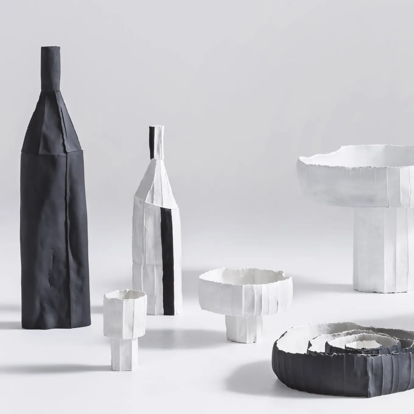 Corteccia White Decorative Bottle with Black Insert