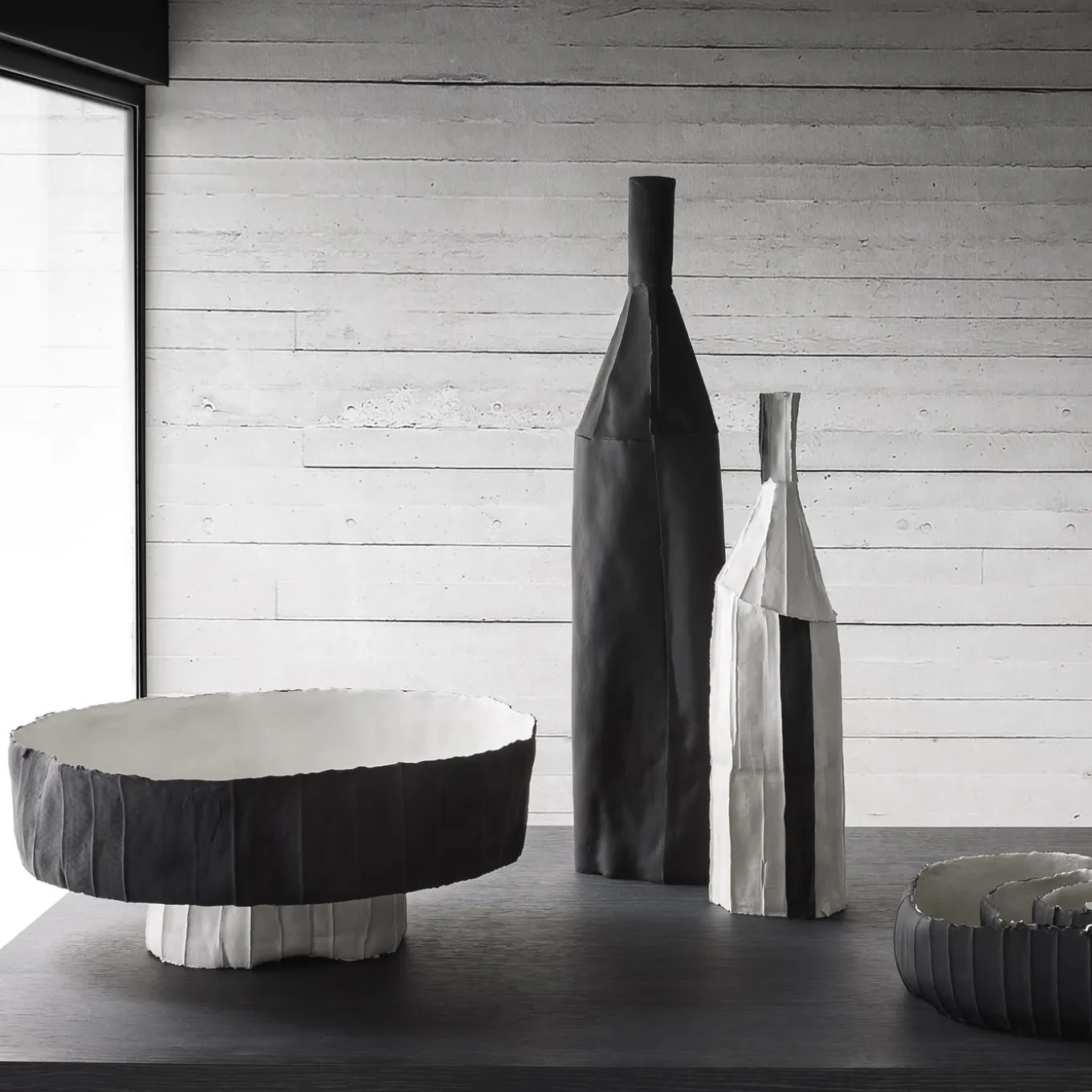 Corteccia White Decorative Bottle with Black Insert