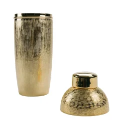 Cortex-Textured 2-Piece Set of Gold-Plated Brass Shaker and Mixer