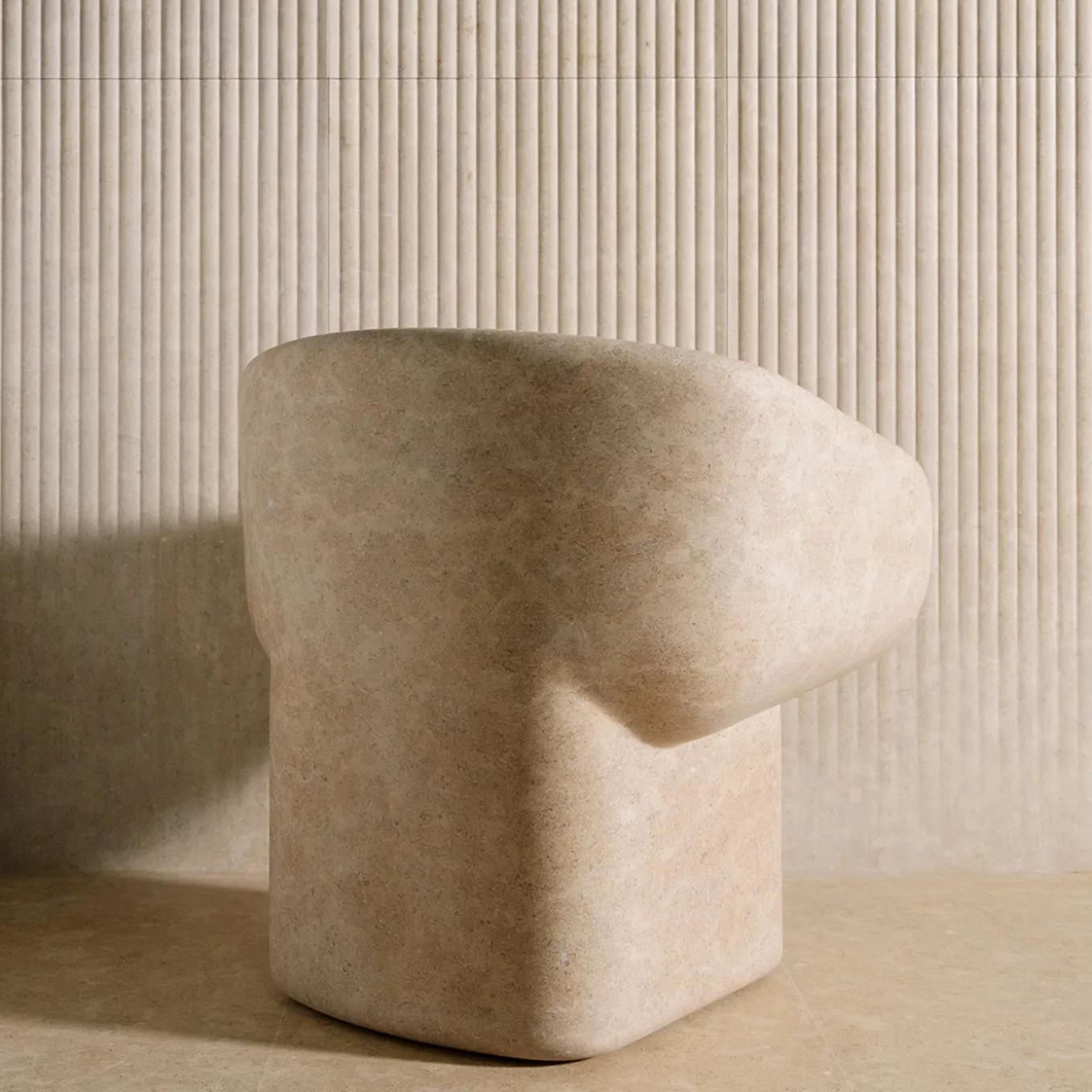 Cosimo Beige Marble Sculptural Chair