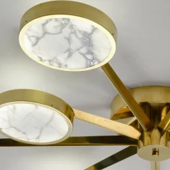 Costellazione Asymmetrical 9-Light Brass And Marble Ceiling Lamp