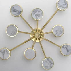 Costellazione Asymmetrical 9-Light Brass And Marble Ceiling Lamp