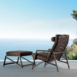 Cottage Mocha Lounge Armchair and Pouf Set