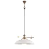 Country Brass & White Glass Pendant Lamp