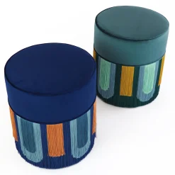 Couture Geometric Decò Green Pouf