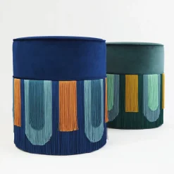 Couture Geometric Decò Green Pouf