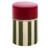 Couture Riga' Fringed Burgundy & Green Ottoman
