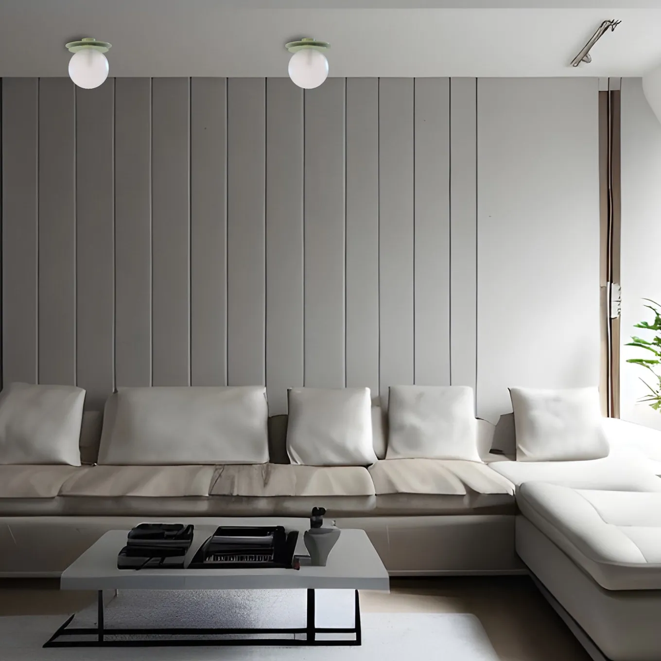 Crapa Green Brass And Glass Small Ceiling Lamp