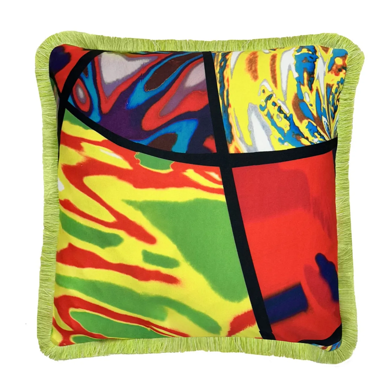 Crazy Glass Fringed Square Cushion by Carlo Rampazzi