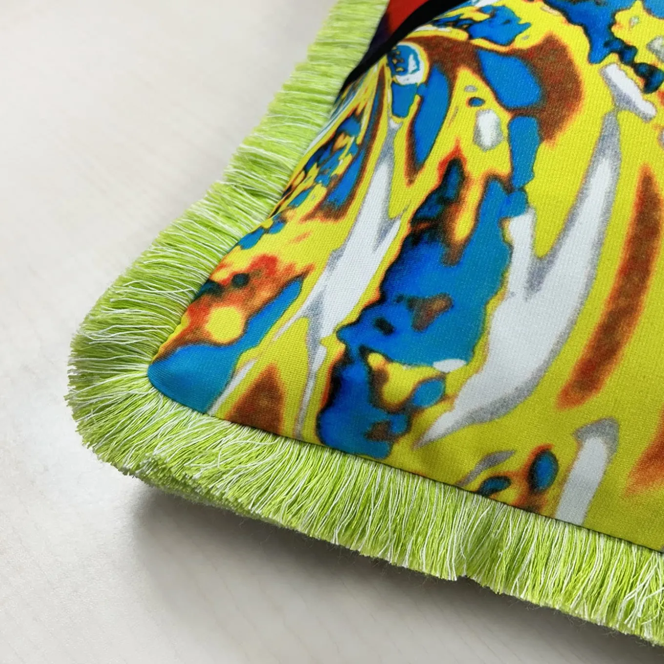 Crazy Glass Fringed Square Cushion by Carlo Rampazzi