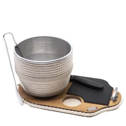 Cream Ice Bucket with Base, Tongs and Knife