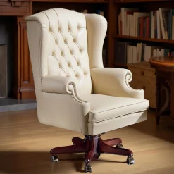 Cream Leather Armchair