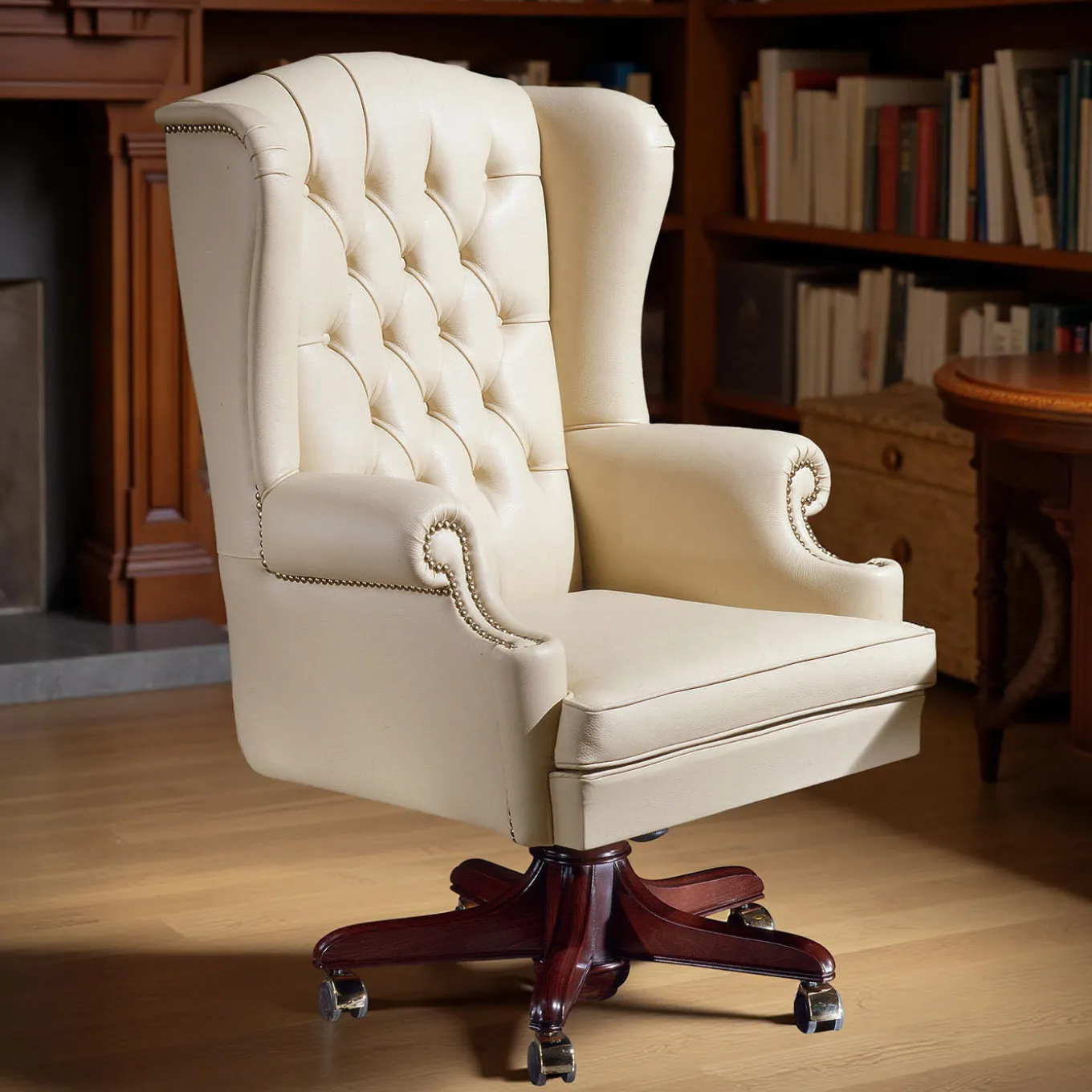 Cream Leather Armchair