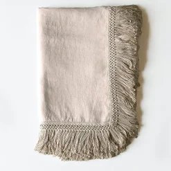 Cream Tablecloth with Extra Long Fringe