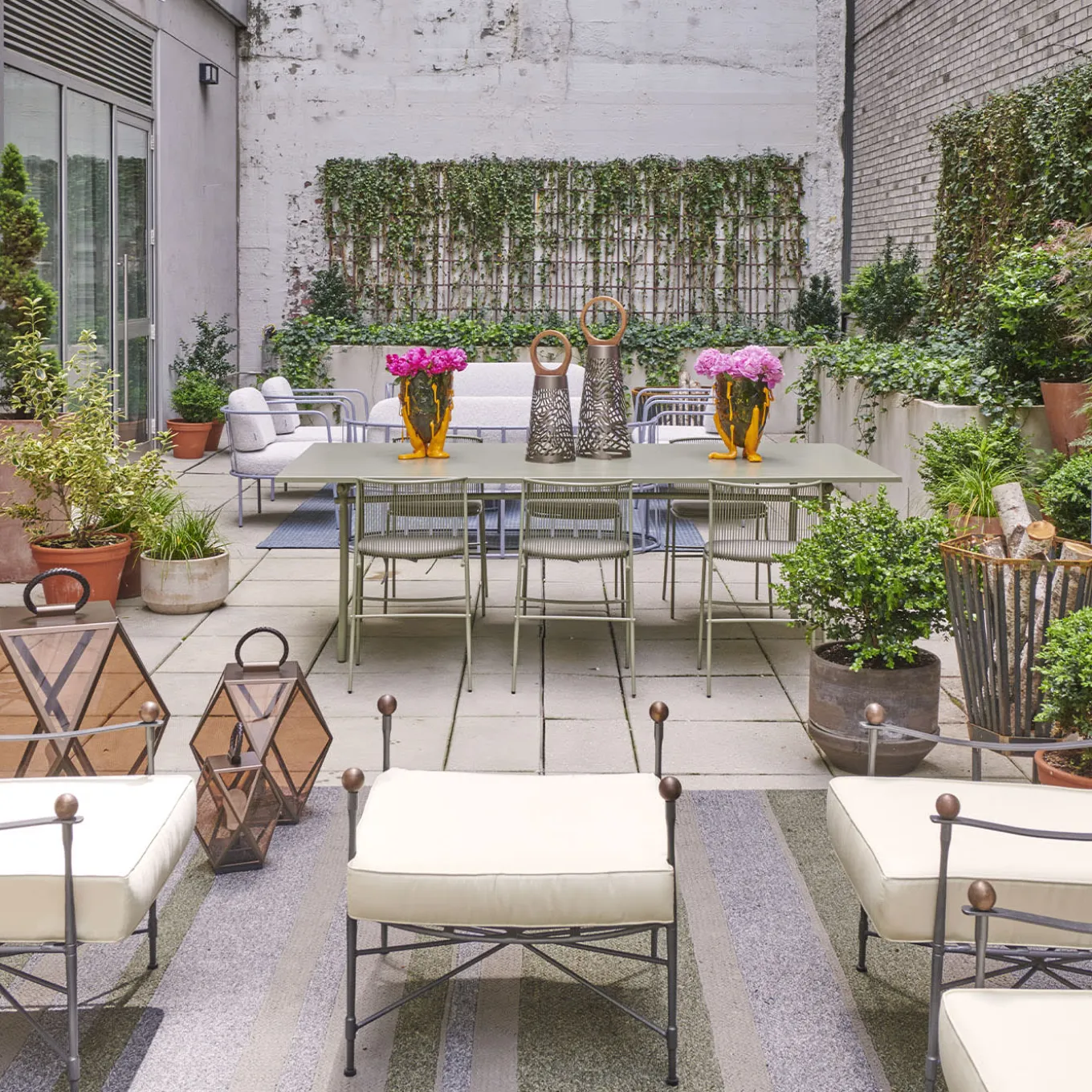 Crossweave Tall Cushioned Pouf