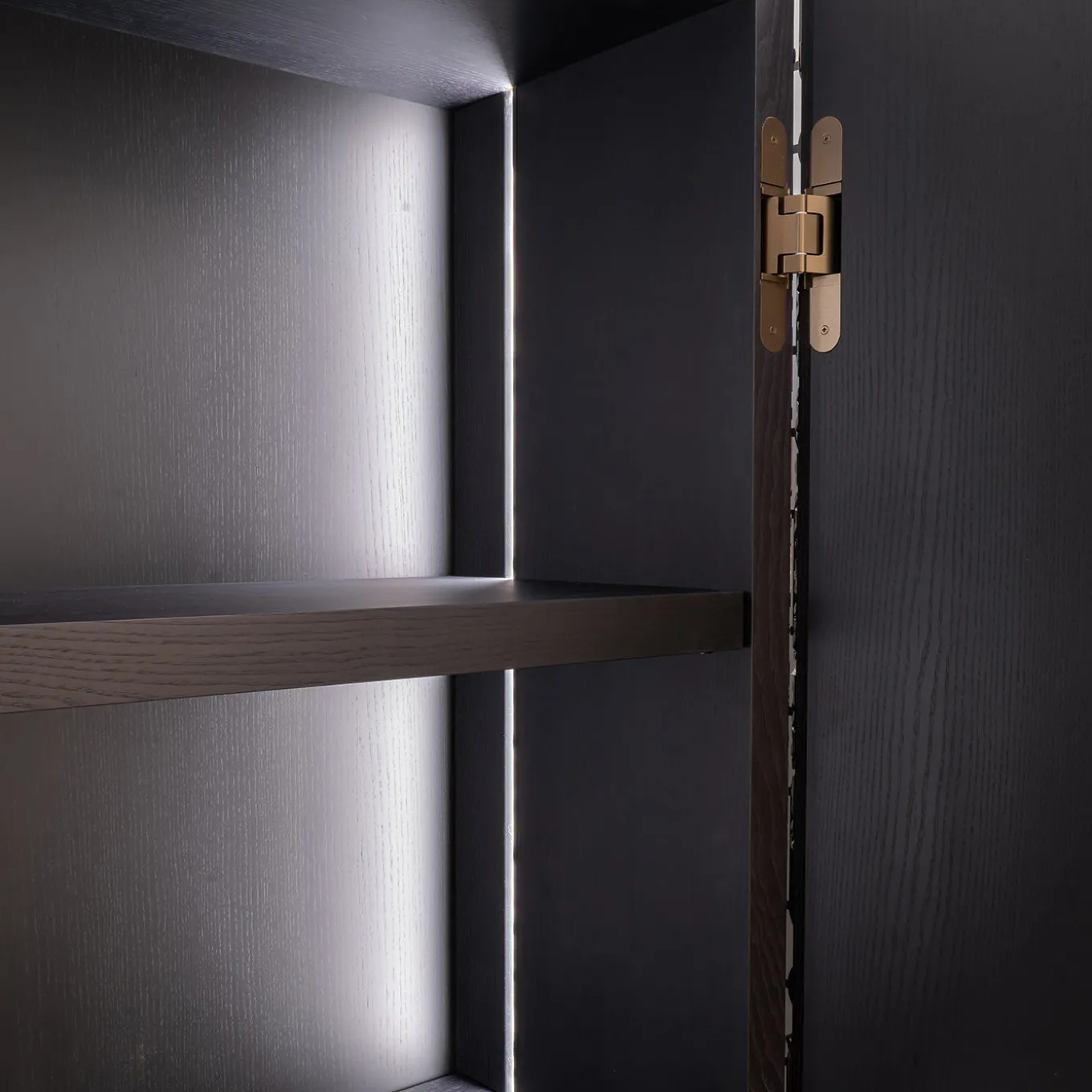 Crown Century Black Ash Wood Bar Cabinet