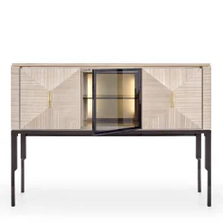 Crystal Glossy Eucalyptus Wood Bar Cabinet