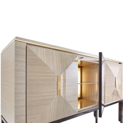 Crystal Glossy Eucalyptus Wood Bar Cabinet