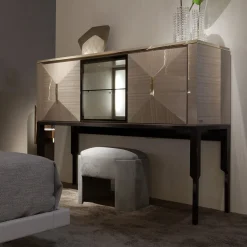 Crystal Glossy Eucalyptus Wood Bar Cabinet