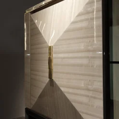 Crystal Glossy Eucalyptus Wood Bar Cabinet