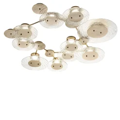 Crystal Hammered Metal 10-lights Ceiling Lamp