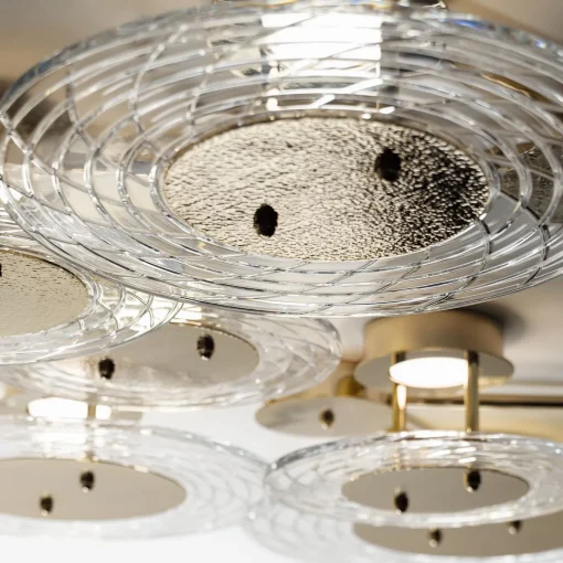 Crystal Hammered Metal 10-lights Ceiling Lamp