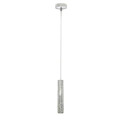 Crystal Tube Chromed Brass & Crystal Pendant Lamp