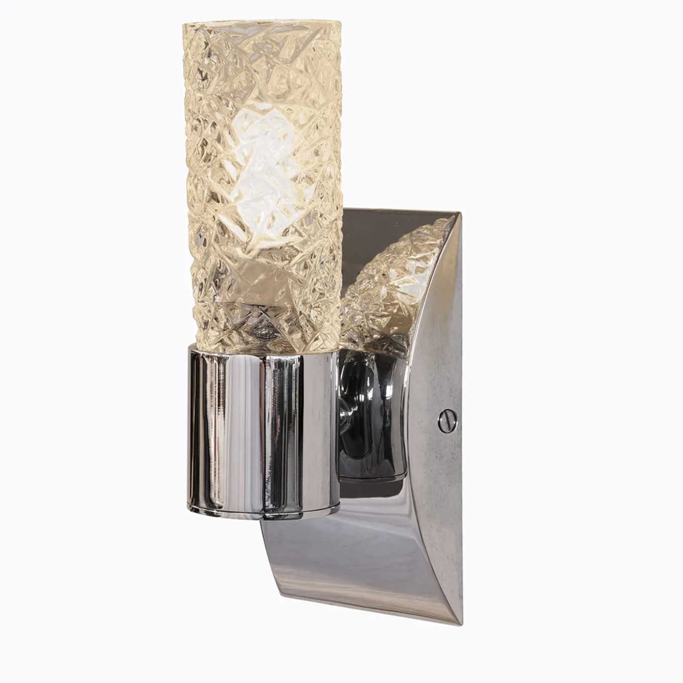 Crystal Tube 1-Light Small Chromed Brass &Crystal Wall Lamp