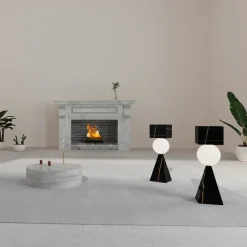 CS Class Table Lamp in Sahara Noir Marble by Sissy Daniele