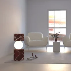 CS Table Lamp in Red Levanto Marble by Sissy Daniele