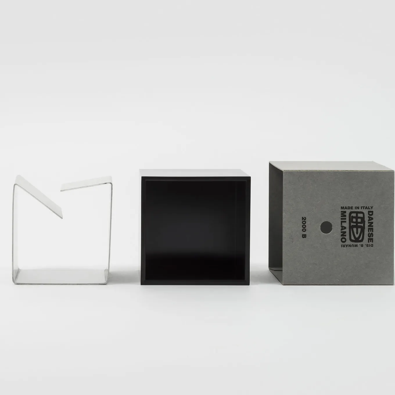 Cubo Large Black Ashtray by Bruno Munari
